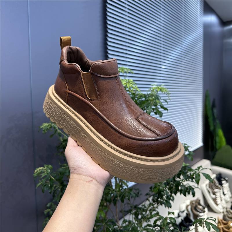 Winter Große Kopfschuhe Fleece Warm Retro Freizeitschuhe Plateau Leder Martin Stiefel Trendige Schuhe mbz