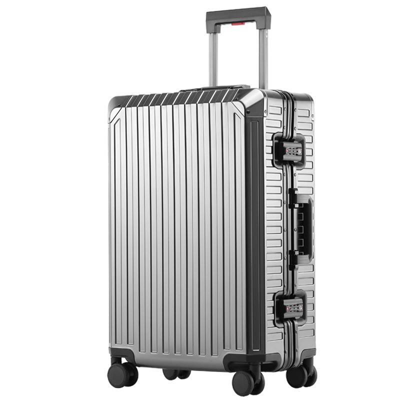Aluminum Magnesium Alloy Carry-on Suitcase with Universal Wheels and Secure Password Lock for Men and Women