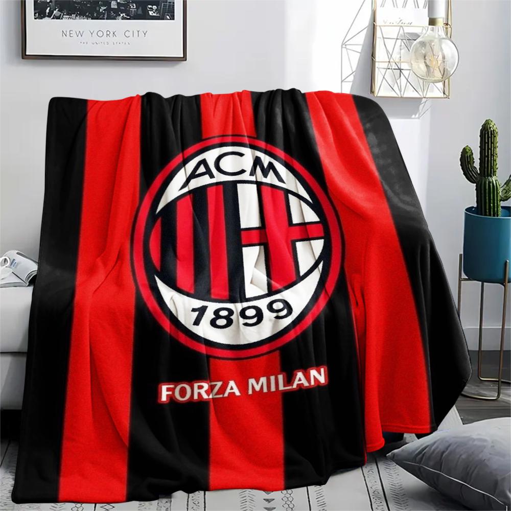 1pc AC Milan Print Flannel Blanket, High quality Comfortable for All Seasons, Home Decor, Warmth and Comfort, Perfect for Christmas Gifts05