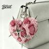Bag Accessory Plush Leopard Love Heart Keychain Stuffed Keyring Pendant with Metal Star Punk Backpacks Decorative Keychain
