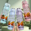1PC Teach Turkeys In Flock Text 750ml Color Plastic Sports Water Bottle Leakproof Flip Straw Lid Suitable for Sports Office Home Use
