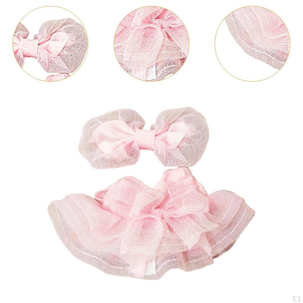 Girl Doll Clothes Bow Headdress Decor Tulle Dress Set for Dolls Age 57 810 Style A