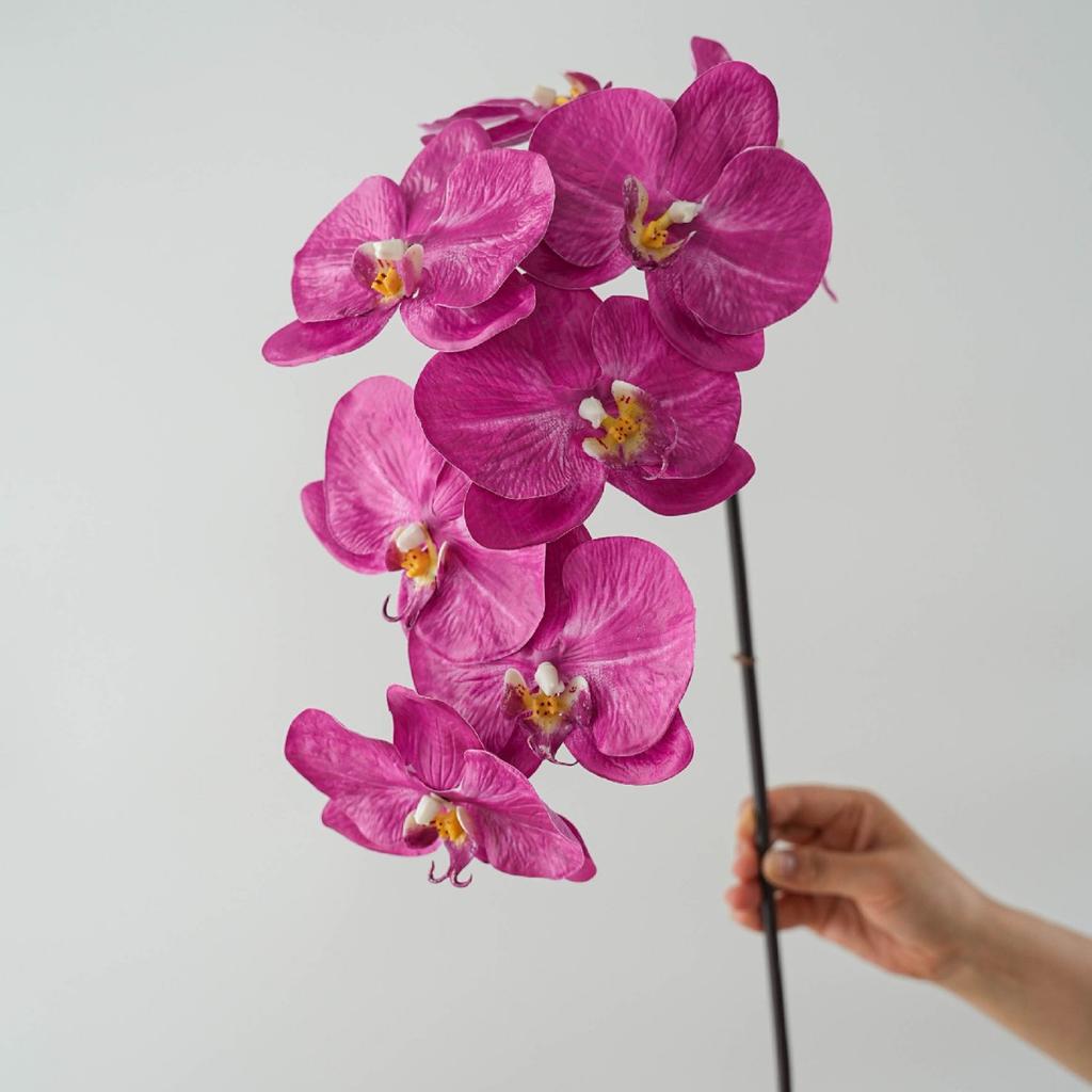 High Quality Luxury Flowers Latex 8 Heads Butterfly Orchids Artificial Real Touch Phalaenopsis Orchid Wedding Decor