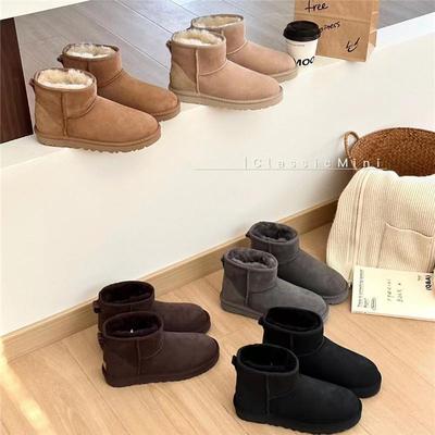 Henan Sangpo Women's Genuine Leather Sheepskin Wool Snow Boots - Classic, Thickened, Warm Winter Style