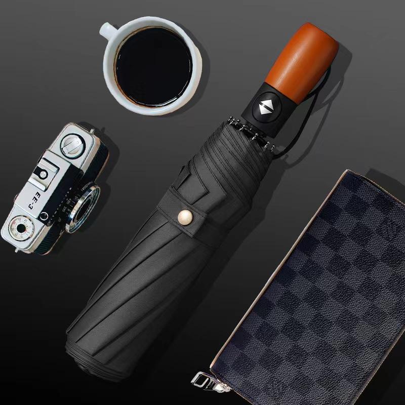 Automatic Advertising Umbrella Printing Lettering Logo Business Three-fold Gift Umbrella Wholesale Sunscreen Sunshade Rain Folding Umbrella