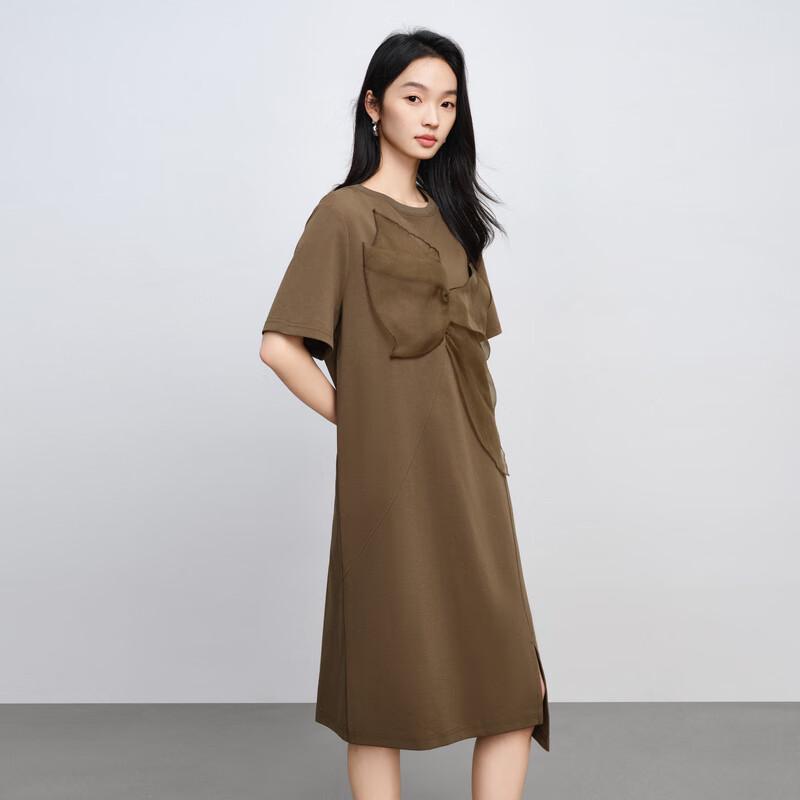 

Elva Island Women s Casual Round Neck Short Sleeve Slit Dress M