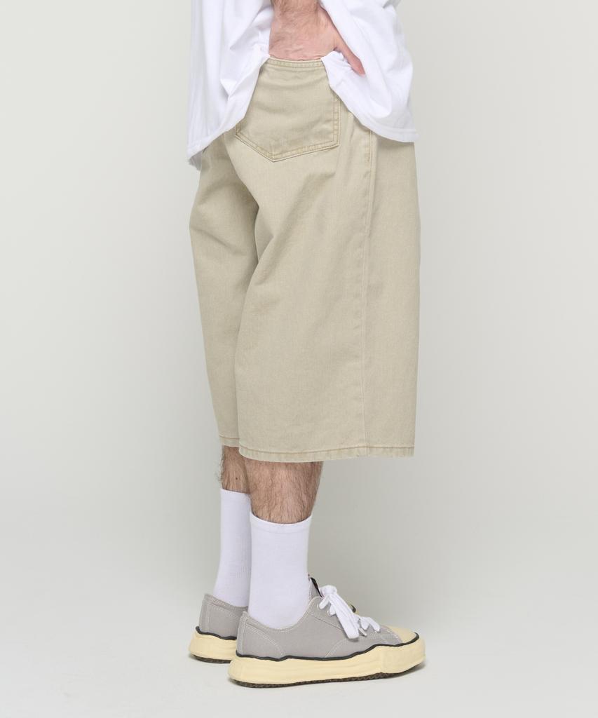 CARGOBROS Cotton Wide Curved Half Denim Pants (Beige)