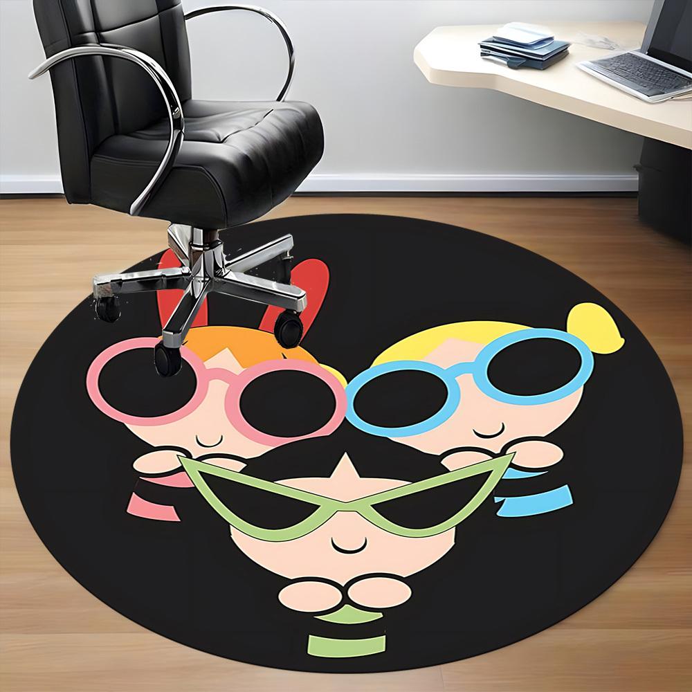 1pc Powerpuff Girls Office Round Area Rug, Under Office Chairs Bedroom Living Room Home Decor  a1022125