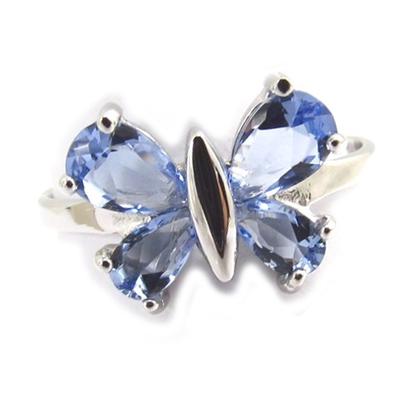 Tanzanite Blue 'Butterfly' Silver Ring