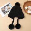 Autumn and Winter Hats for Women Sweet and Cute Fur Balls and Velvet Rabbit Fur Warm Hats Fashionable and Versatile Ear Protection Wool Hats
