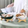 Yousheng Storage Tray with Stable Wood Frame Elegant Modern Oval Design Tray Space-Saving Organizer for Fruits Vegetables Snacks