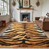 Teppich mit Tigerstreifen-Tierprint-Thema, rutschfeste Matte mit Wildleder-Design für Wohnzimmer & Schlafzimmer, kräftiger exotischer dekorativer Teppich
