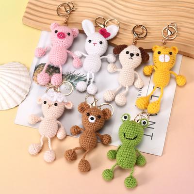Funny Animal Doll Series Knitted Keychain For Bag Pendant Cute Animal Design Crochet Keychain Handmake Gifts Custom Accessories