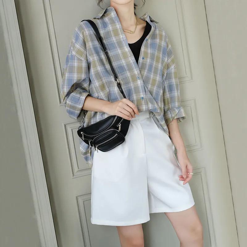 Cotton Plaid Shirt Women's Spring and Autumn Thin Sunscreen Clothing Women's Long-sleeved Cardigan Mid-length Top