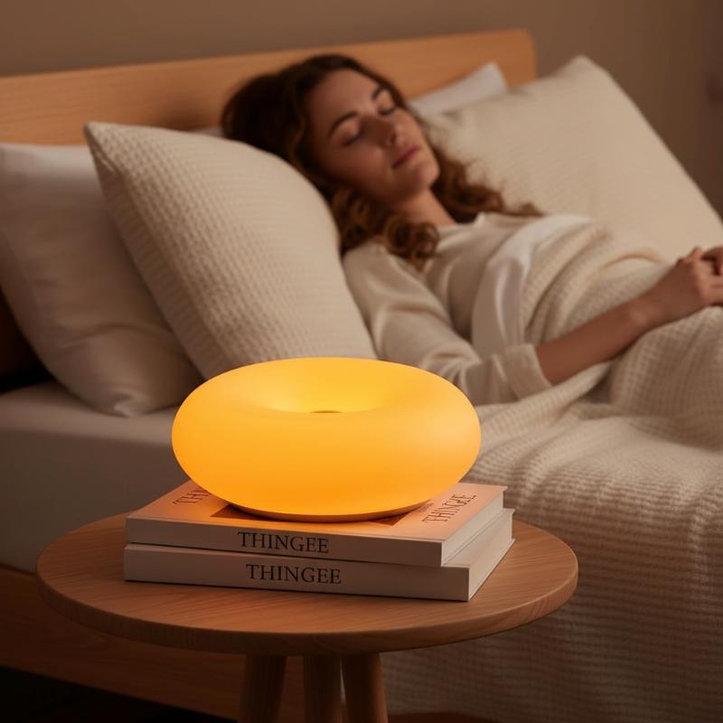 Ästhetische LED-Nachtlampe in Donut-Form – Gemütliches Umgebungslicht, Touch-Steuerung, Warme Farbe