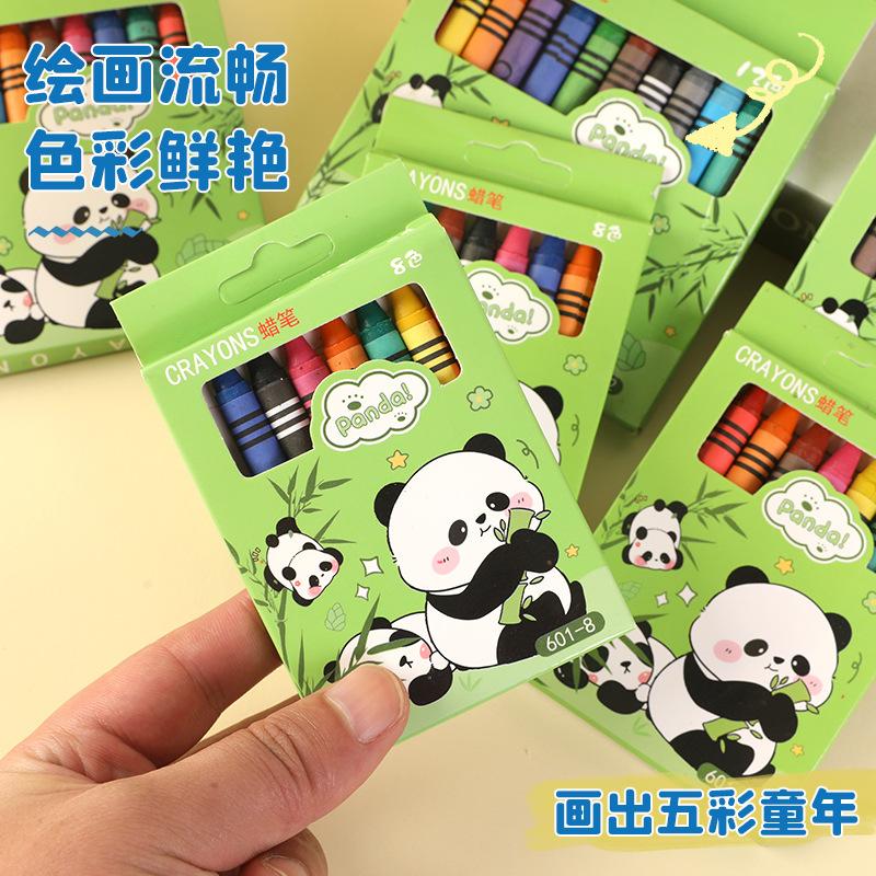 New8/12 Colors Cartoon Panda Multi-Color Crayons Creative Gift Students Children Painting Stationery Washable Oil Painting Stick