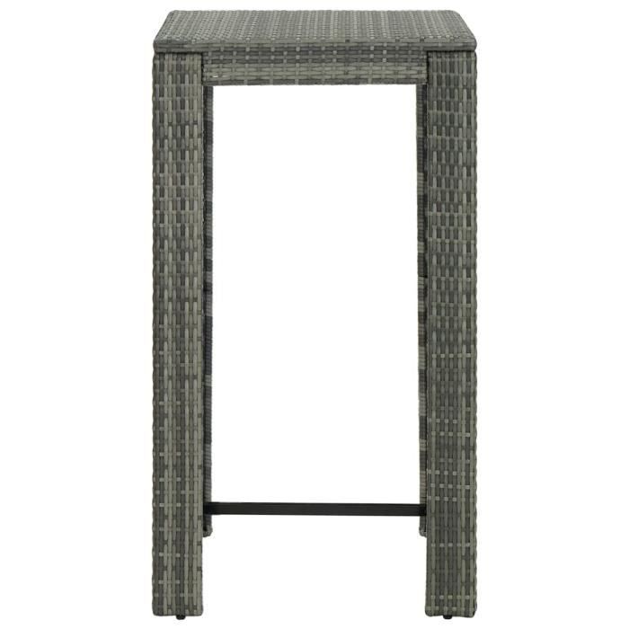 Table de bar de jardin - VIDAXL - Gris - 60,5x60,5x110,5 cm - Résine tressée - 2 places
