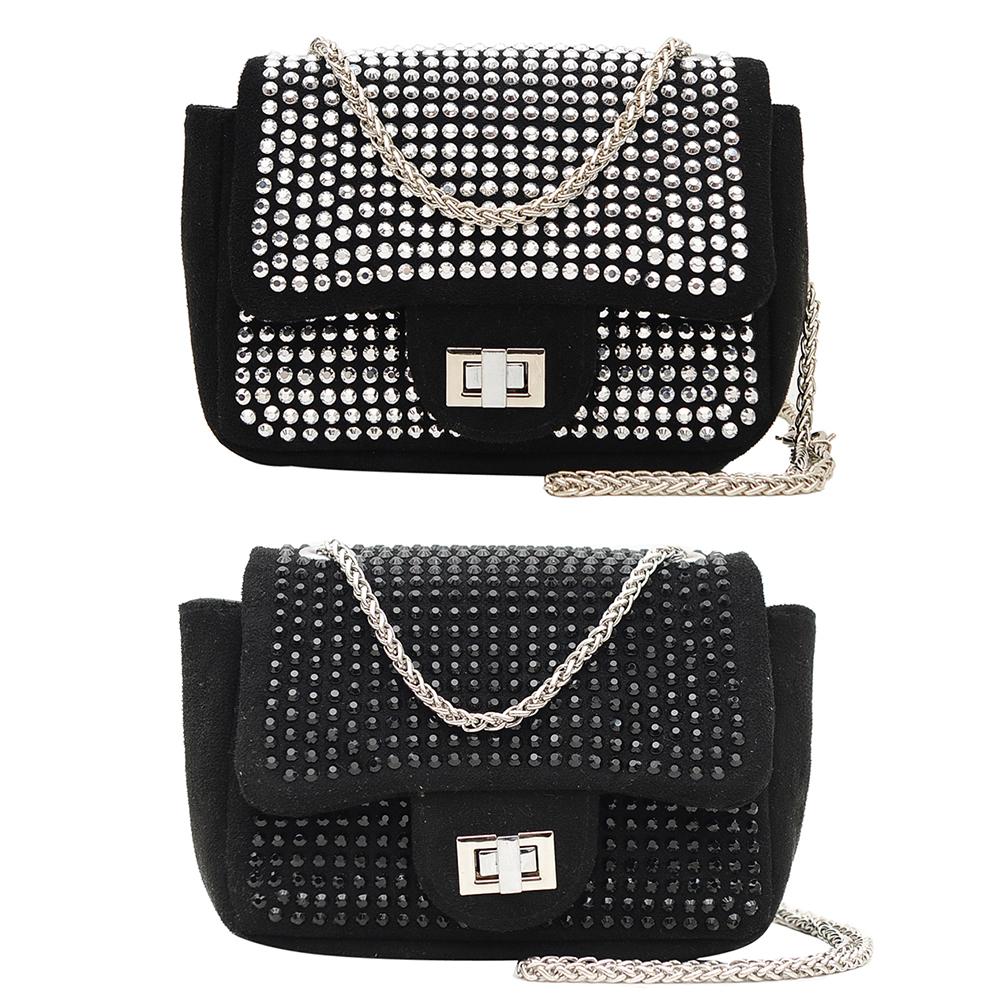 Buy Vintage Leather Rhinestone Crossbody Bag Women Glitter Chain