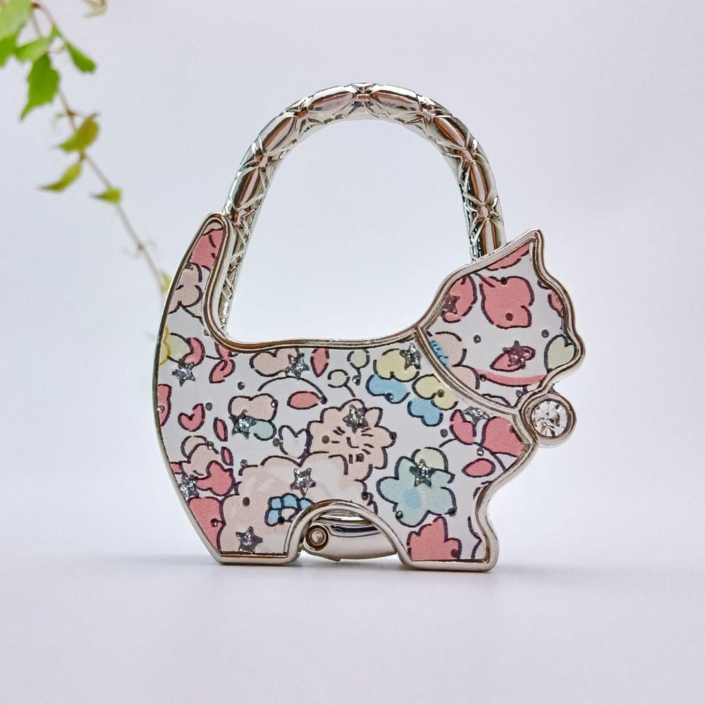 Fashion Foldable Fish Scales Cat Handbag Hook Portable Creative Purse Hook for Women Flowers Print Durable Bag Hanger for Table 1570₽