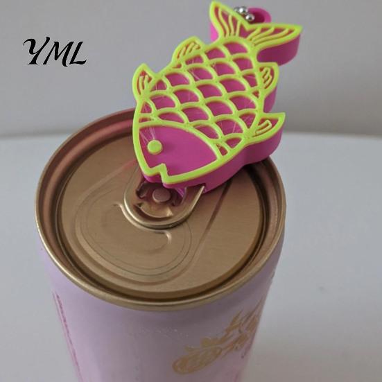 Nail Protection Can Opener 3D Printed Fish & Saver, Cute Fish-Shaped Tab Novelty Kitchen Gadget with Keychain, Portable Bottle for Soda Cans,