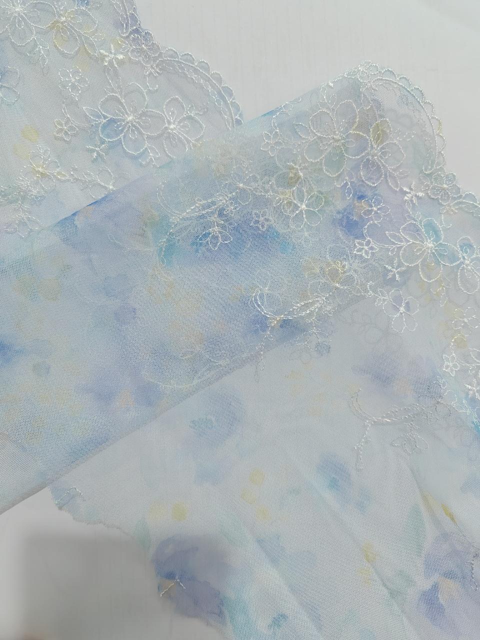 

1/3 Yard tul bordado Flower Embroidery Lace Fabric tela fallera Screen Bottom Polyester Yarn Pressed DIY Accessories Decoration 1Yard