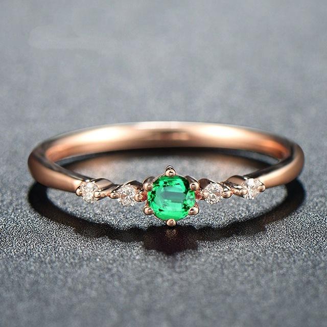 

Cincin Mawar Emas 14K Pirus Alami для Wanita Kantor Cincin Anillos Mujer Bague Femme Minimalis Anelli Donna Aneis для Wanita green