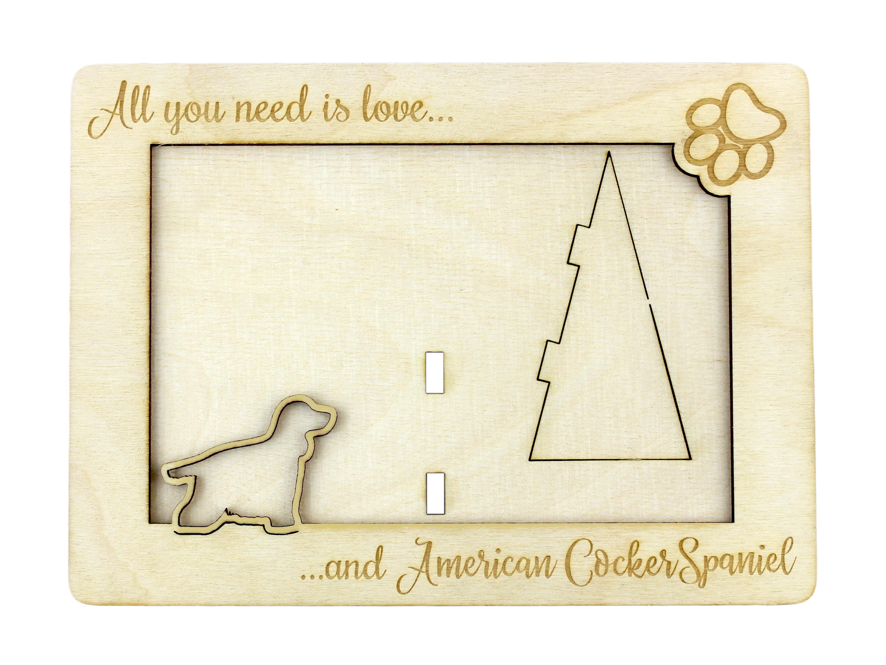 

American Cocker Spaniel, Merry Cocker - Photo frame, engraved wooden frame, a lovely gadget for the dog lover by Art-Dog