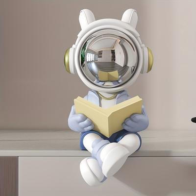1 Stück Fantasy Astronautenfigur, Harzstatue Buchstütze für Wohnzimmer, Büro, Arbeitszimmerschreibtisch Heimdekor, Vielseitige Raumplatzierung, Kein Strom erforderlich