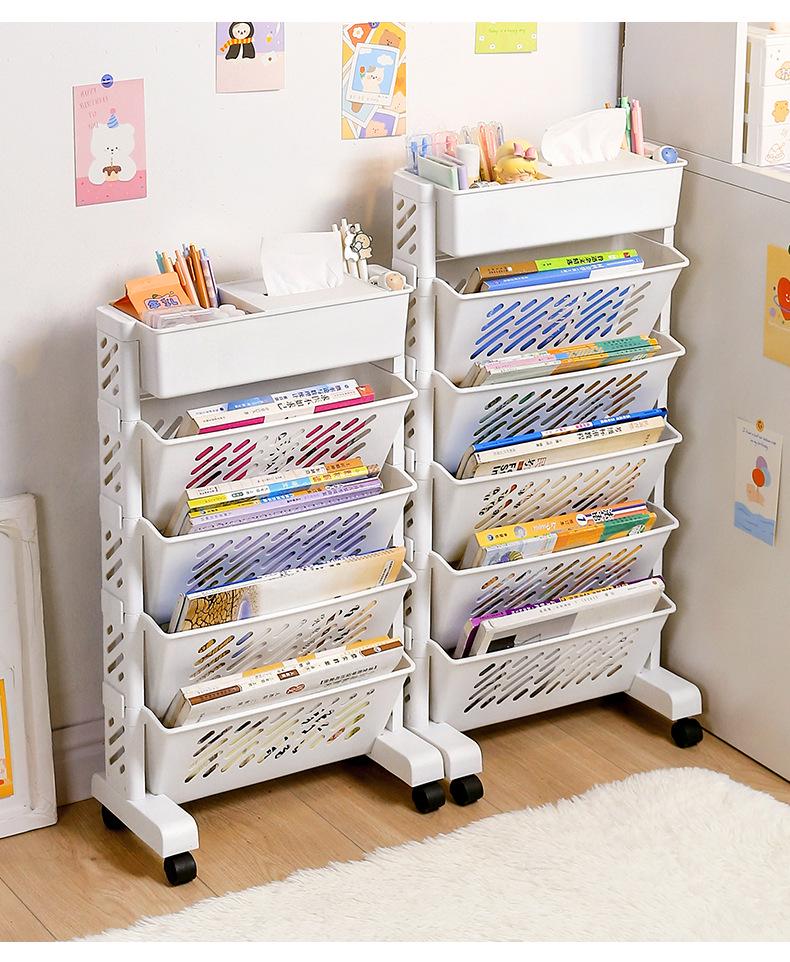 Universal Wheel Floor Storage Rack & Movable Bookshelf for Classroom or Table Side