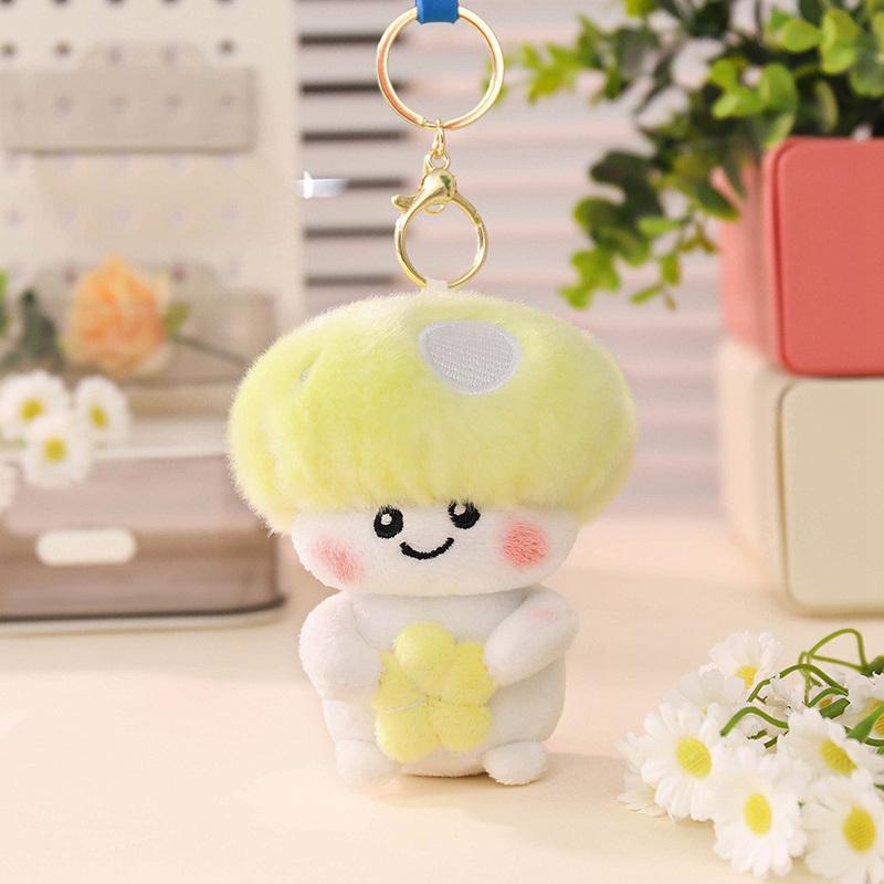 Süßer Pilz Plüsch Schlüsselanhänger 7 Farben Kawaii Stofftier Pilz Taschenanhänger, Flauschiger Mini Plüschtier Schlüsselanhänger Für Geschenke. 10cm beige