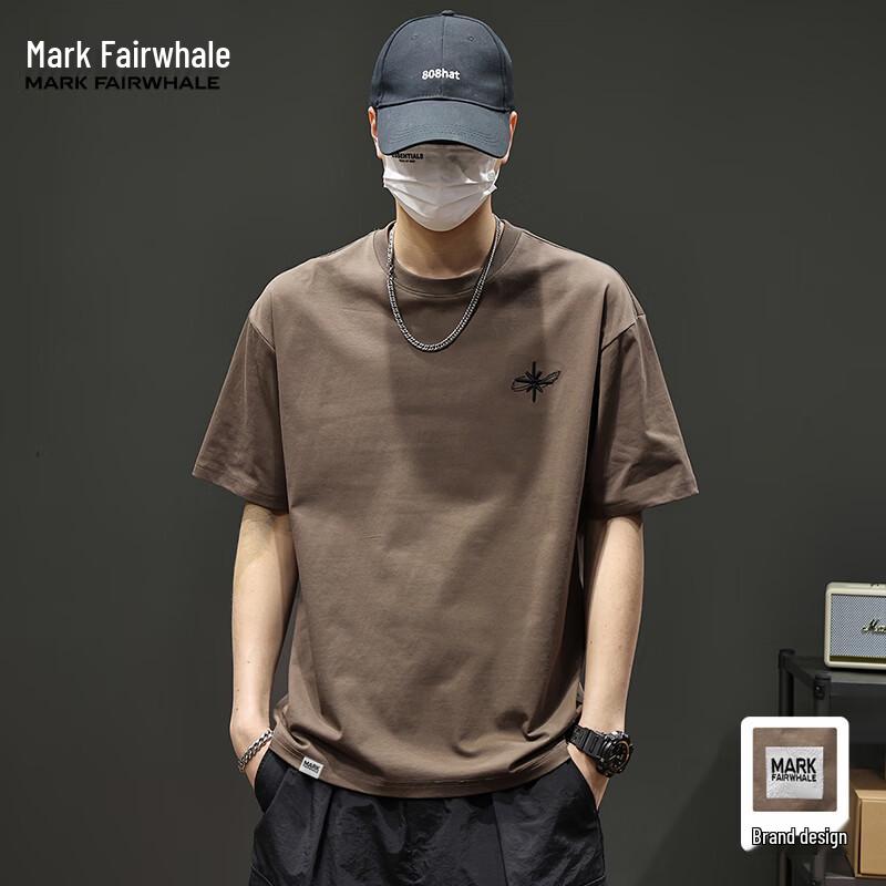 Mark Fairwhale Men's Letter Embroidery Ice Silk Short Sleeve T-Shirt