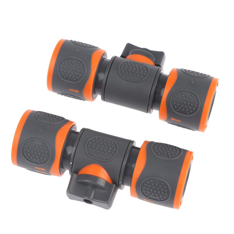 1PC Universal Garden Hose Adapter Double-End Quick Connect with Shutoff Valve Rust Resistant Fitting for Garden Watering Car Cleaning