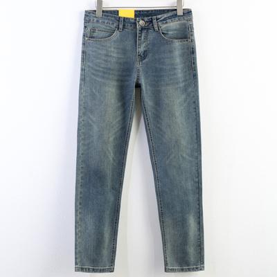 Jeans da uomo dritti in misto cotone con decorazione in vernice