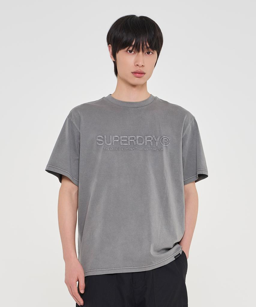 Syupeodeulai Logo Washed Short Sleeve T-Shirt Gray Sduiscq14Gry