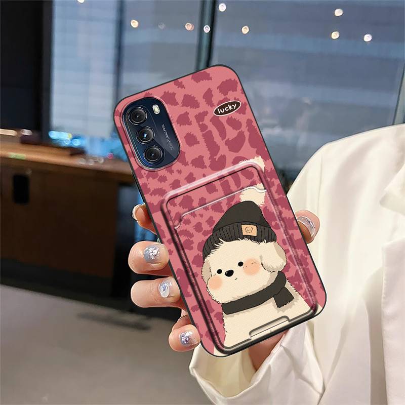 Dirt-resistant Cartoon Phone Case For MOTO G 5G 2022 Cute Durable Shockproof Full wrap Card slot Card bag Graffiti Cover