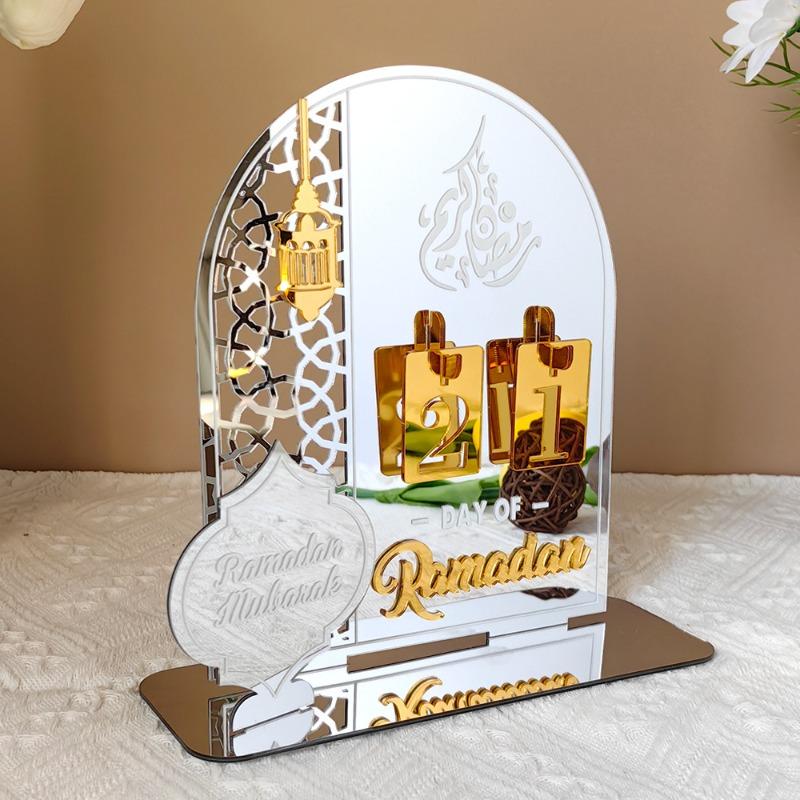 BT268-270 3D Countdown Acrylic Mirror Stand - Festive Home Decor Display with Reflective Base for Holiday Countdowns