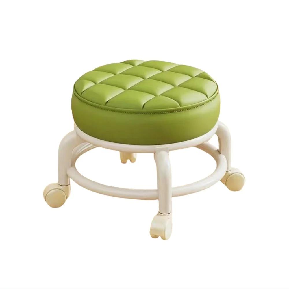 With Wheel Seat Sliding Wheel Low Stool Universal Wheel Small Stool Children Multi-Functional Shoe Changing Seat Round Stool