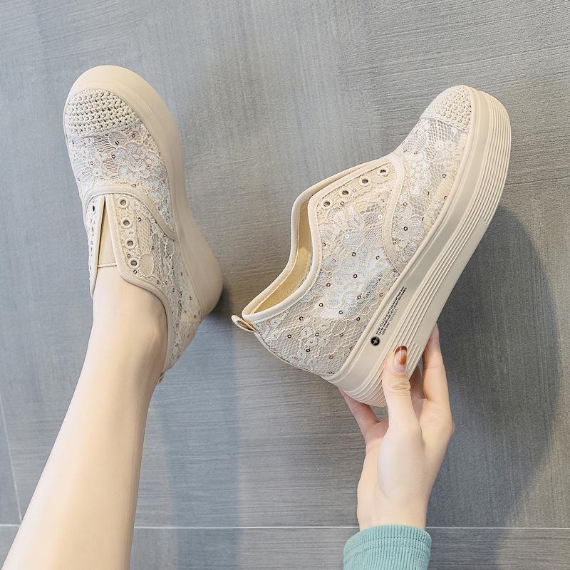 Trendy New Muffin Lazy Inner Height Increase Women's Shoes Fisherman Mesh Casual Sports Shoes