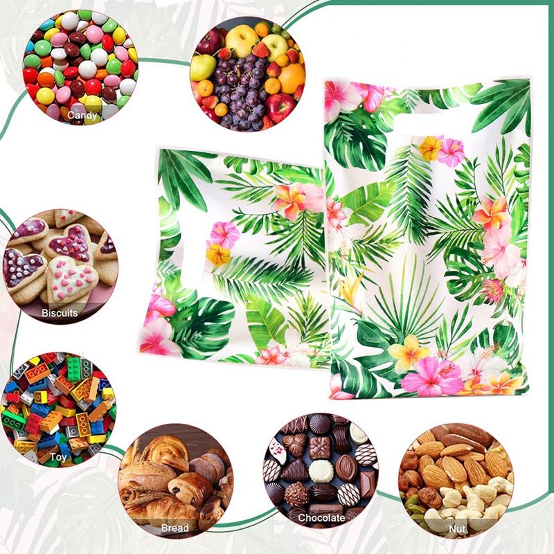 10/20/50pcs Summer Hawaiian Floral Gift Bags Hawaii Luau Tropical Beach Party Favor Bags with Handle for Birthday Party Supplies