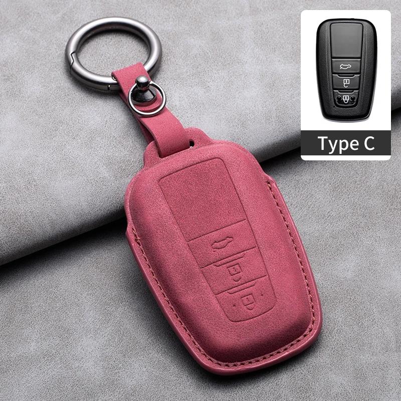 Leather Car Key Case Cover Shell for Toyota Prius Camry Corolla CHR C-HR RAV4 2017 2018 2019 2020 Land Cruiser Prado GT86