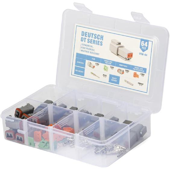 IWISS 188PCS Deutsch DT Gray Connector Kit with Size 16 Solid Contacts in 2,3,4,6,8 and 12 Pin Configurations, Environmentally Sealed Automotive