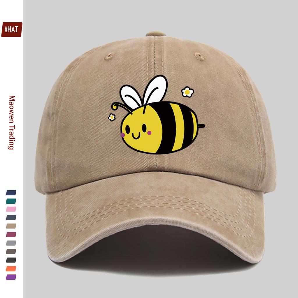 pc Cute Bee Print Baseball Cap Casual Travel Decor Design Sun Hat Comfortable Lightweight MultiColor Pet Hat Available Adj