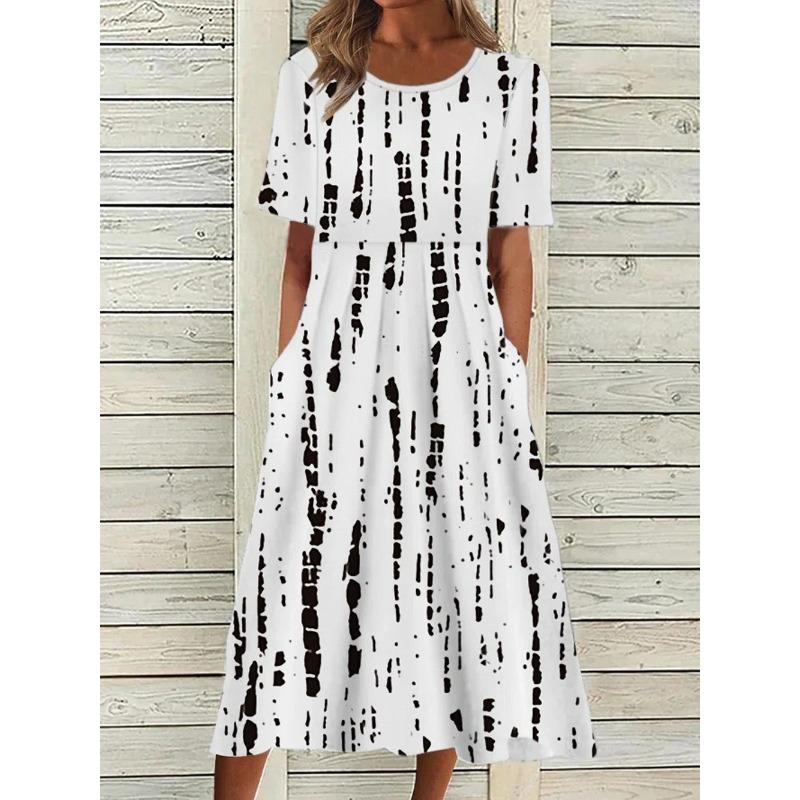 BITCED Fashion Summer Spring Short Sleeve O-Neck Casual Dresses
