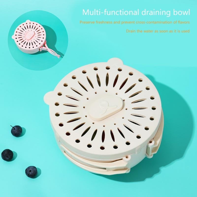 Kitchen Vegetable Drainer Container with Foldable Handle Dishwasher Safe Basket For Produce Washing Organizing