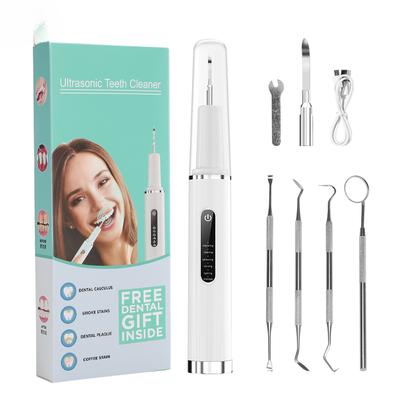 Pulitore elettrico per denti, vibrazione sonica, scaler per tartaro, placca, con luce LED, 6 modalità, set per lo sbiancamento dei denti