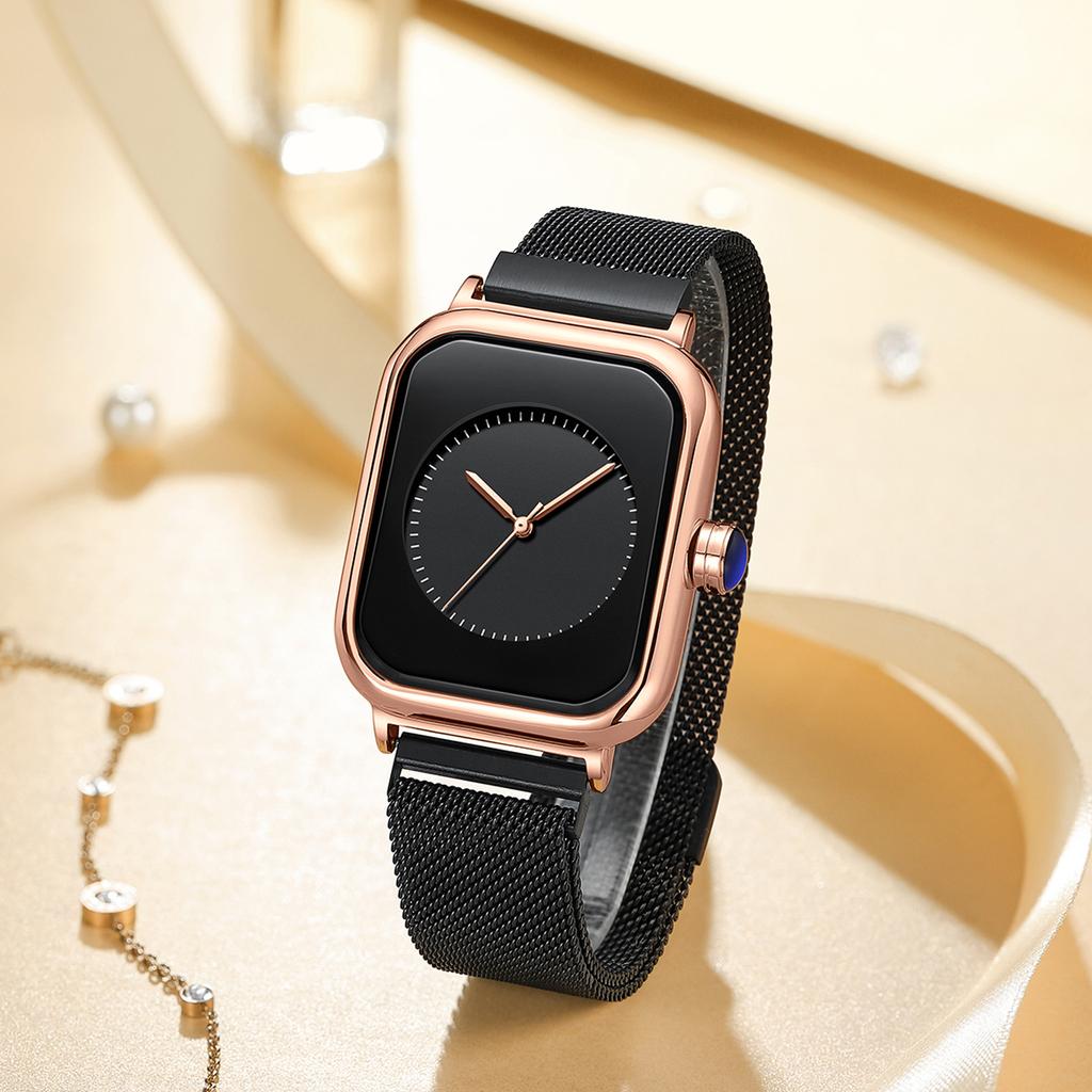 VA VA VOOM Ladies Waterproof Silicone Strap Watch Square Women's Watch Student Trend Imitation Apple Smart Large Dial Quartz Watch