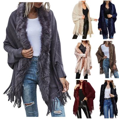 Damenmode Temperament Casual Wollkragen Cape Cardigan Pullover Jacke
