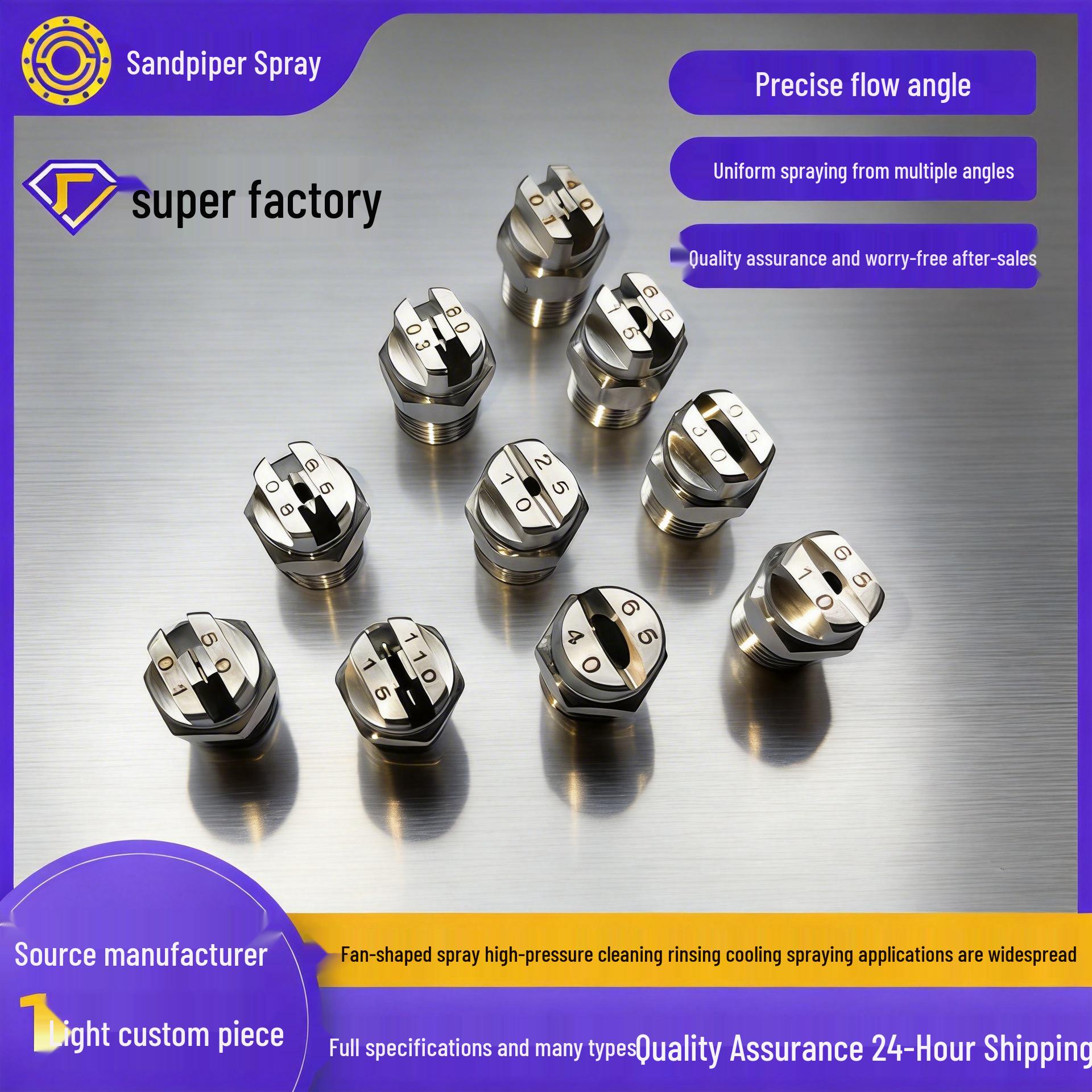 Stainless Steel High-Pressure Fan Nozzle for Car Washing & Industrial Cooling 1/4 Fan 6508