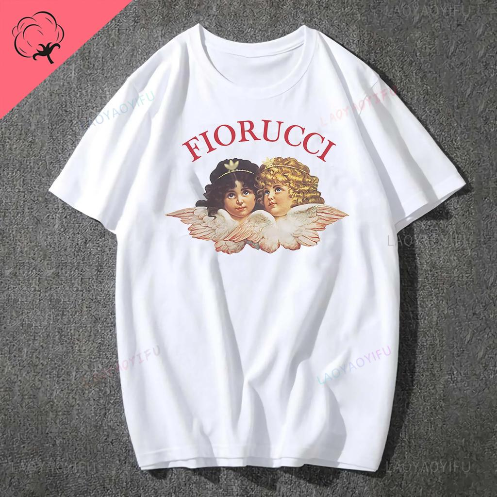 Fashion Fiorucci Baby Angel Graphic Tshirt Summer Classic Aesthetic T Shirt Unisex Unisex Kawaii Clothes Creative Couple Short Sleev Unisex