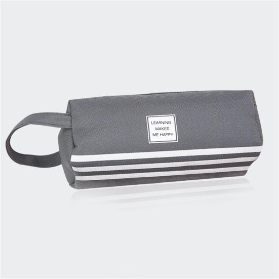 Pencil Solid Color Bag Stripe Rectangular Double-layer Letter Double Zippers Large Capacity Stationery